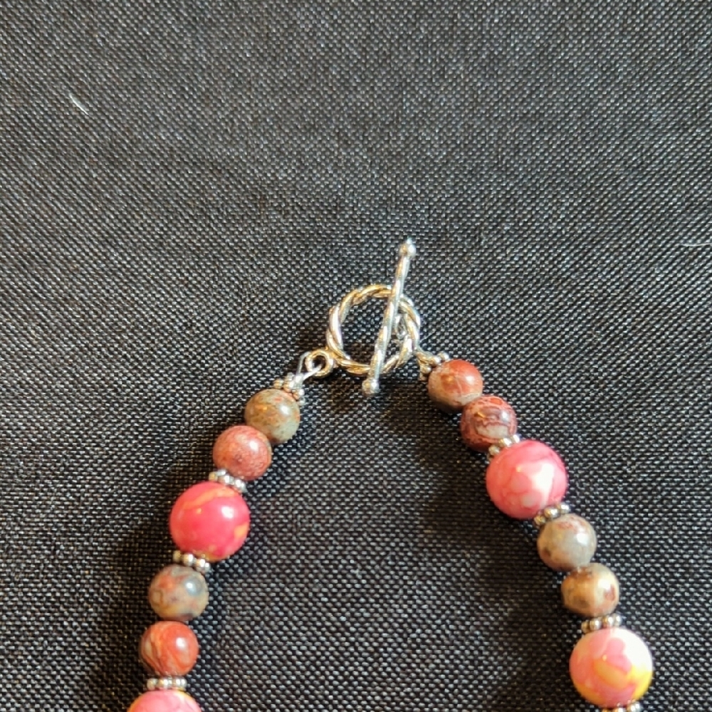 Chic Pink and Brown Beaded Bracelet - Picture 2 of 5